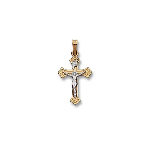 14K TT Gold Small Fancy Crucifix 1.0grms