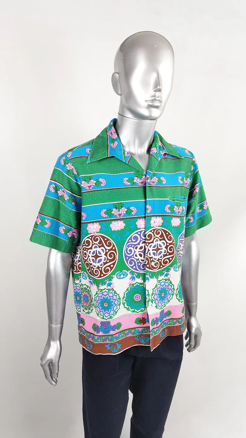 1970s Mens Hawaiian Vintage Psychedelic Shirt