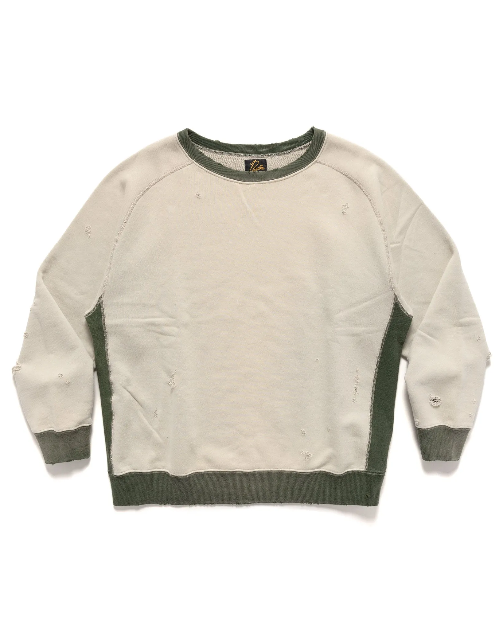 2-Tone Crew Neck Sweat Shirt - Cotton French Terry Beige