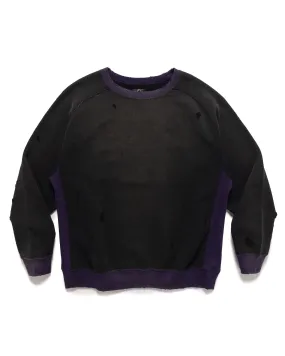 2-Tone Crew Neck Sweat Shirt - Cotton French Terry Black