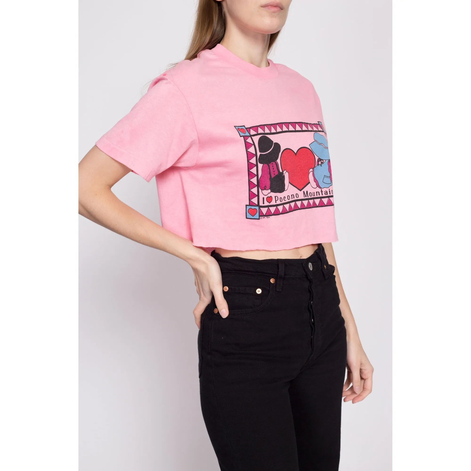 80s "I Heart Pocono Mountains" Crop Top Tee - Large