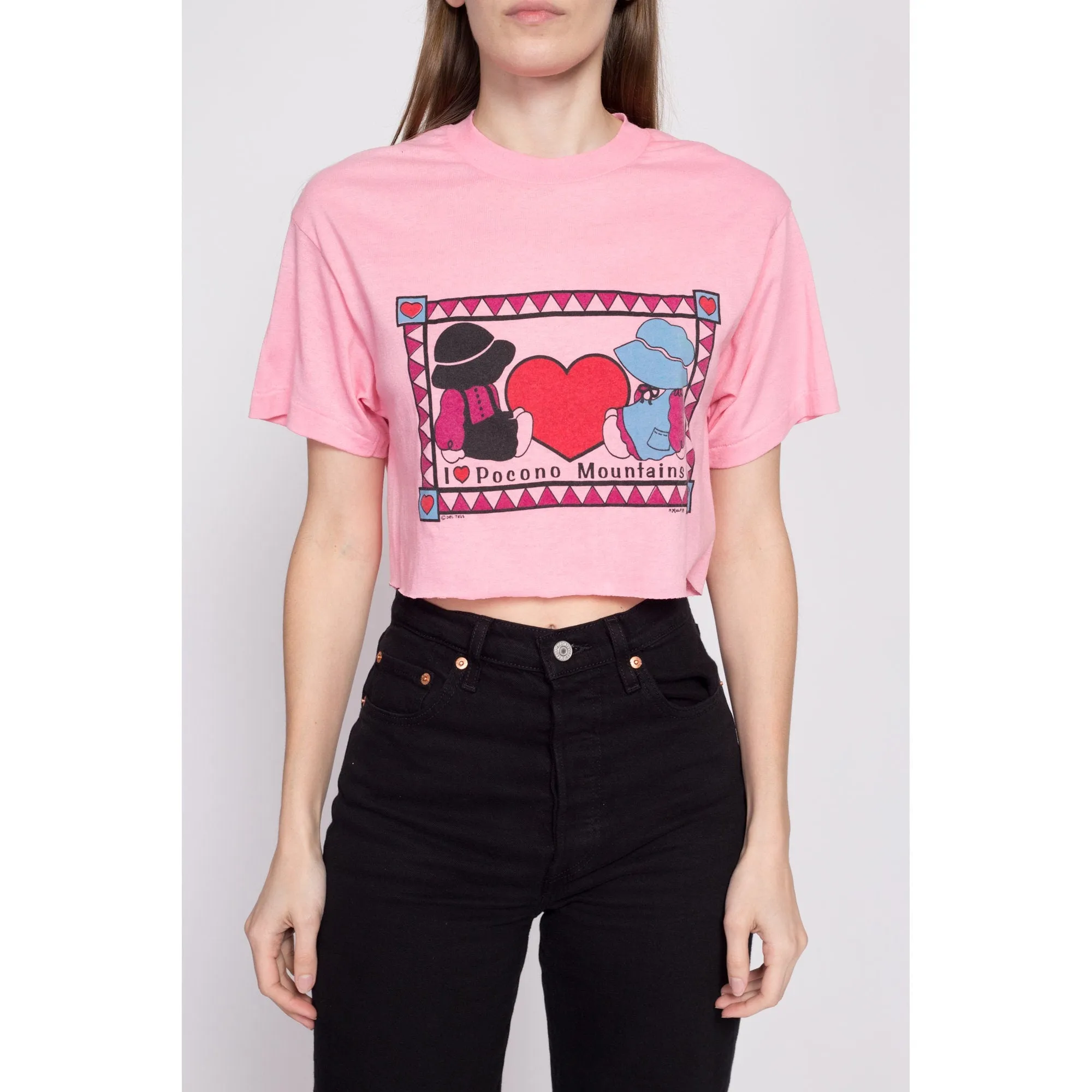 80s "I Heart Pocono Mountains" Crop Top Tee - Large