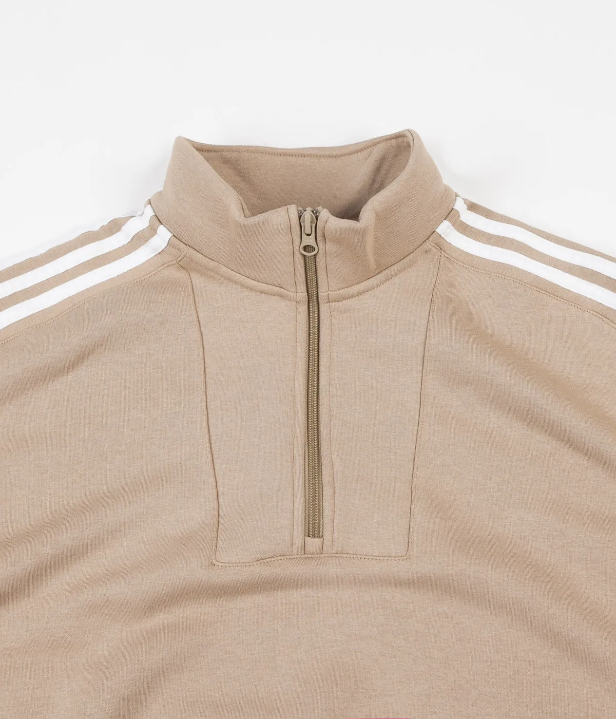 Adidas Modular FLC 2 Quarter Zip Sweatshirt - Hemp / White / Power Red