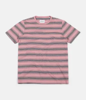 Albam Vintage Stripe T-Shirt - Dusty Cedar / Navy / Grey Marl