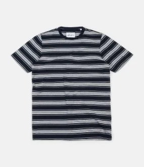 Albam Vintage Stripe T-Shirt - Navy / White / Grey Marl