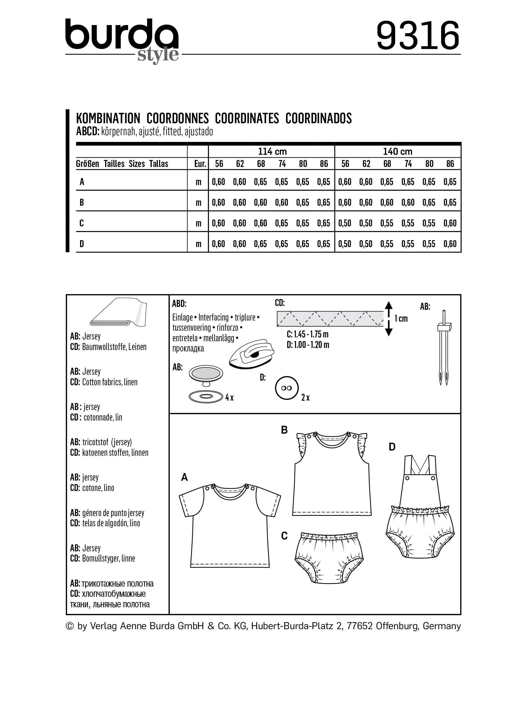 BD9316 Baby's sportswear sewing pattern