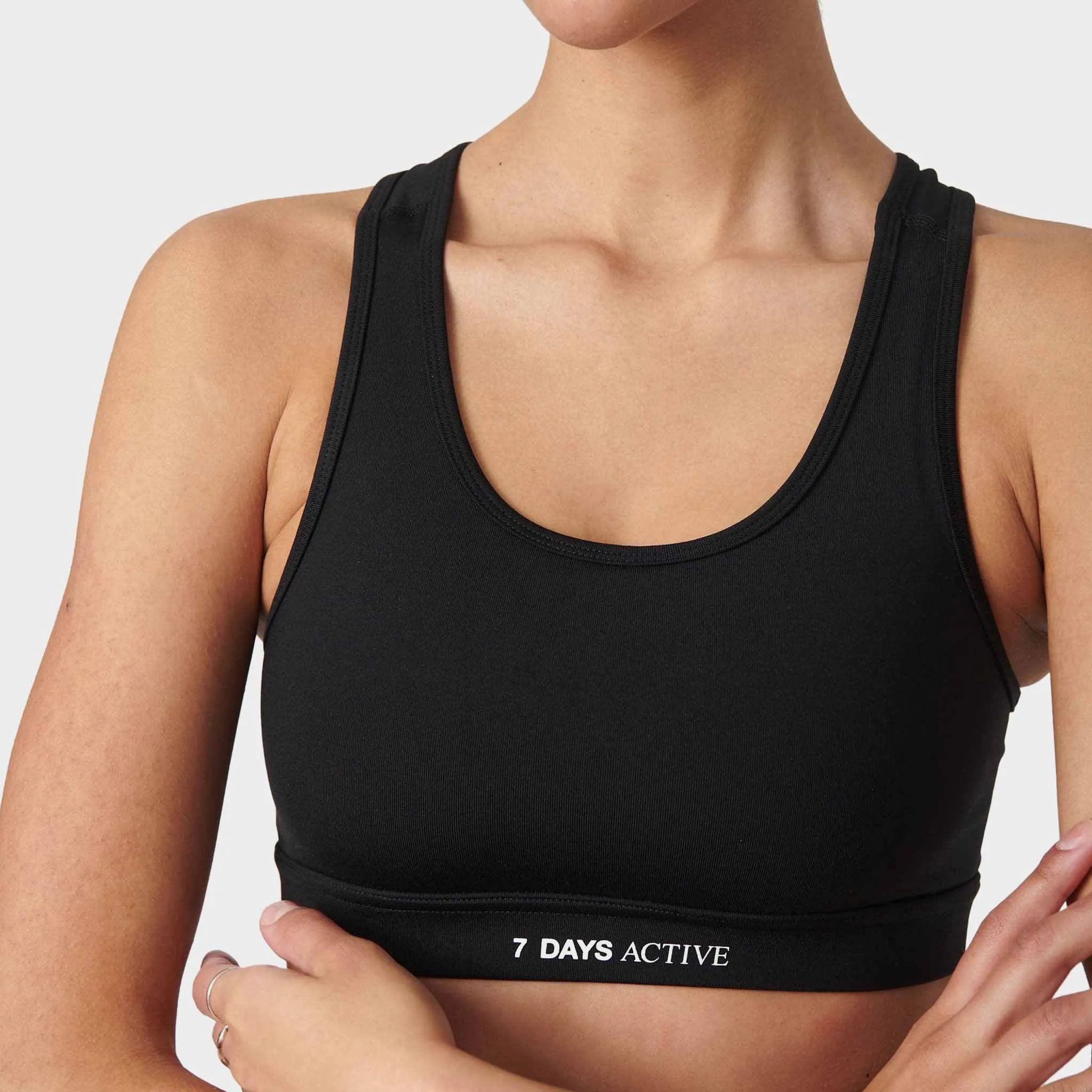 Black Sports Bra, Stretchy Training Bra by 7Days Active