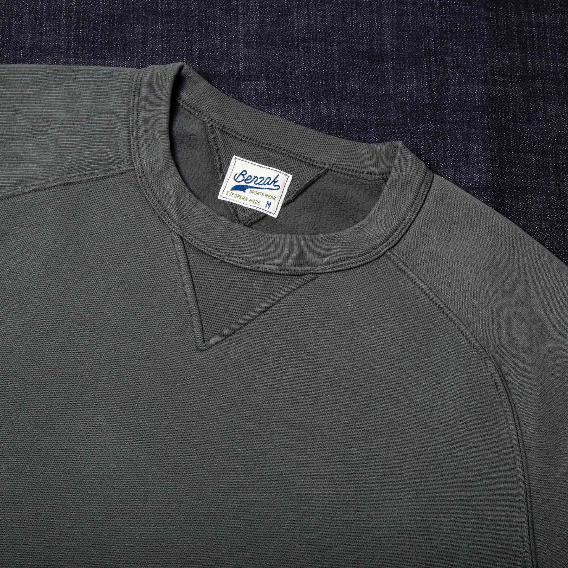 BS-09 CREW NECK stone garment dyed brushed fleece