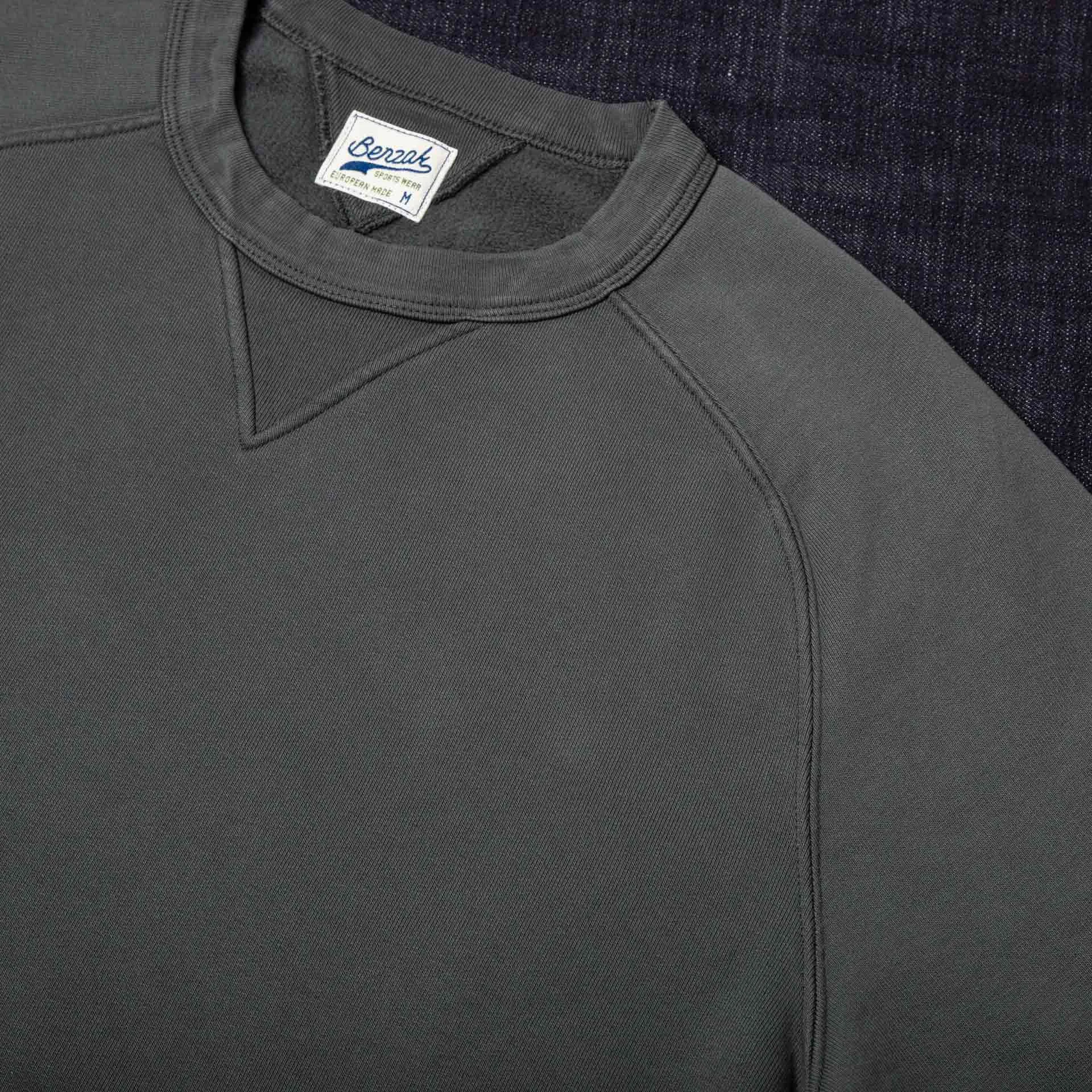 BS-09 CREW NECK stone garment dyed brushed fleece