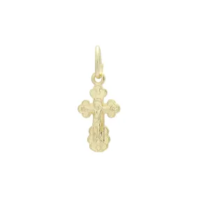 Catholic cross budded pendant in 14K Gold, Rose Gold & White Gold plating colors