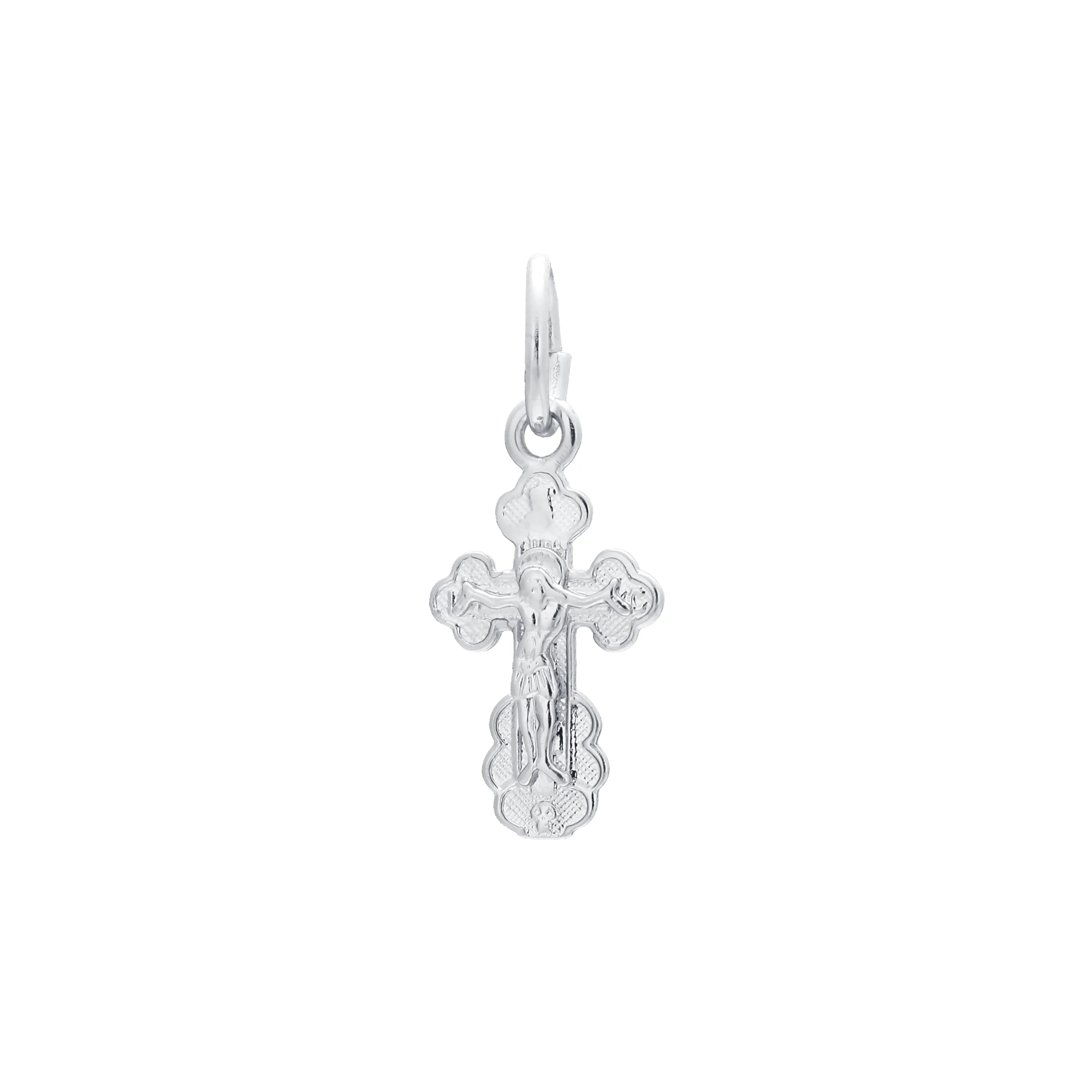 Catholic cross budded pendant in 14K Gold, Rose Gold & White Gold plating colors