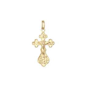 Catholic cross budded pendant in 14K Gold, Rose Gold & White Gold plating colors