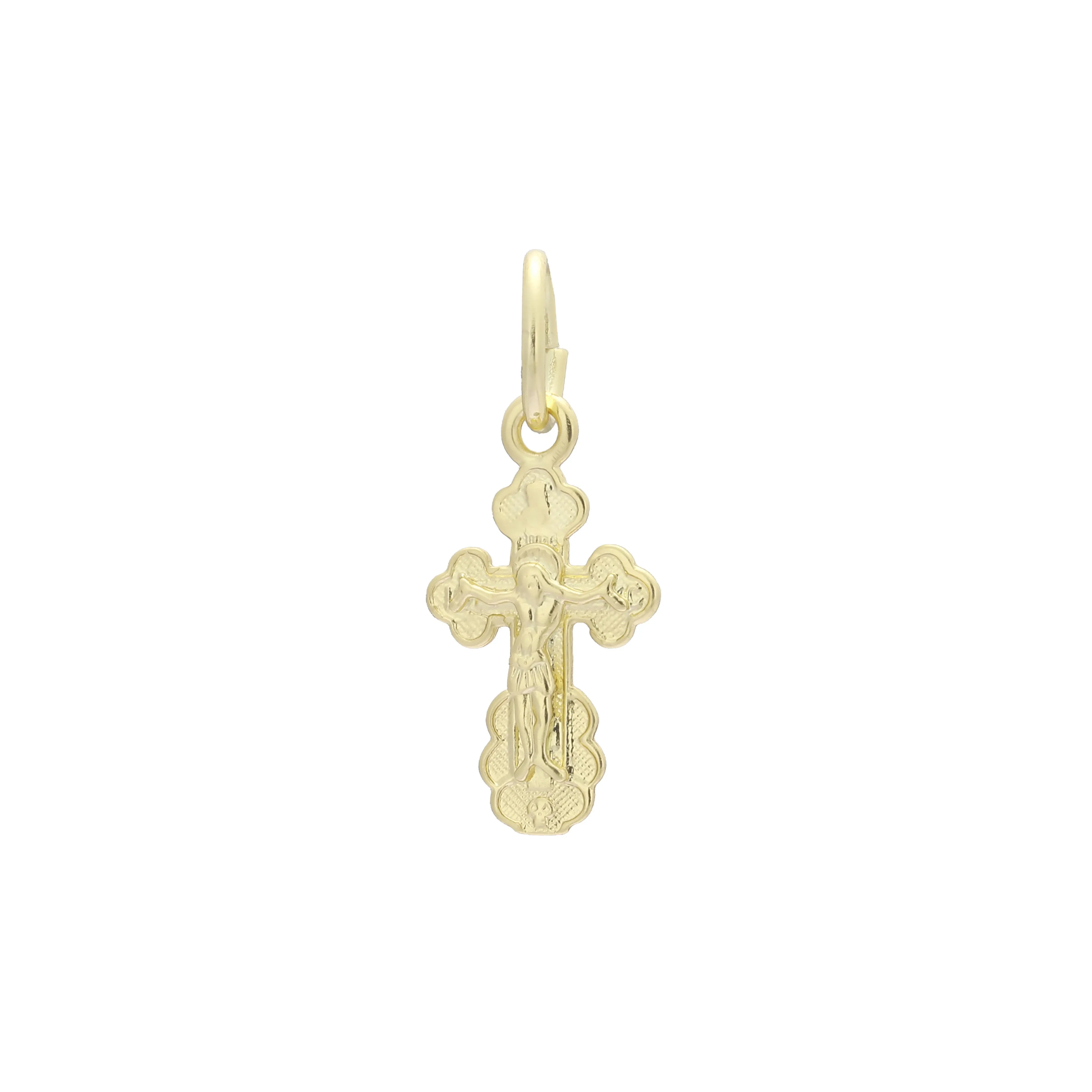 Catholic cross budded pendant in 14K Gold, Rose Gold & White Gold plating colors