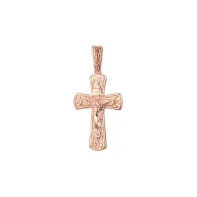 Catholic cross budded pendant in Rose Gold two tone, 14K Gold plating colors