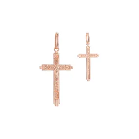 Catholic Latin cross pendant in Rose Gold two tone, 14K Gold plating colors