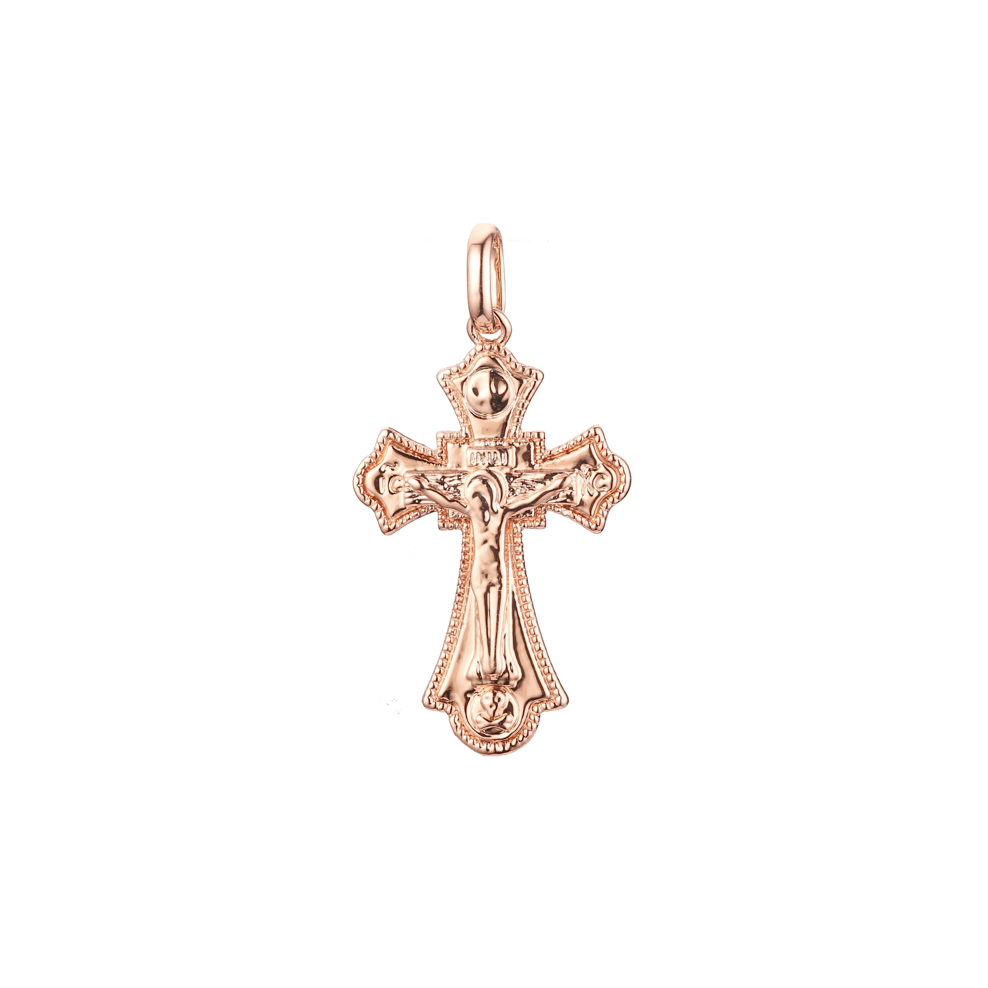 Catholic Maltese Cross pendant in Rose Gold & 14K Gold plating colors