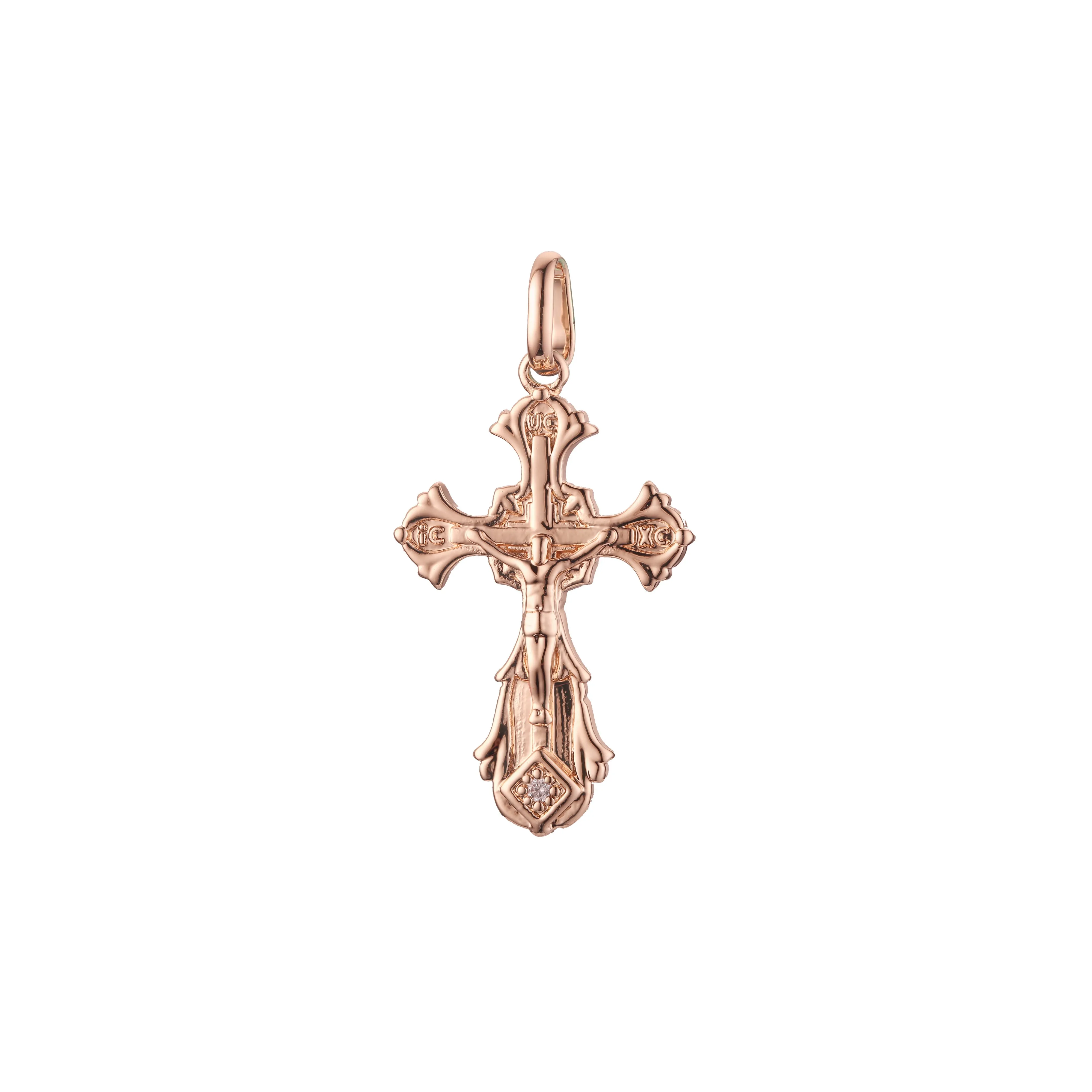 Catholic Maltese Cross pendant in Rose Gold two tone, 14K Gold plating colors