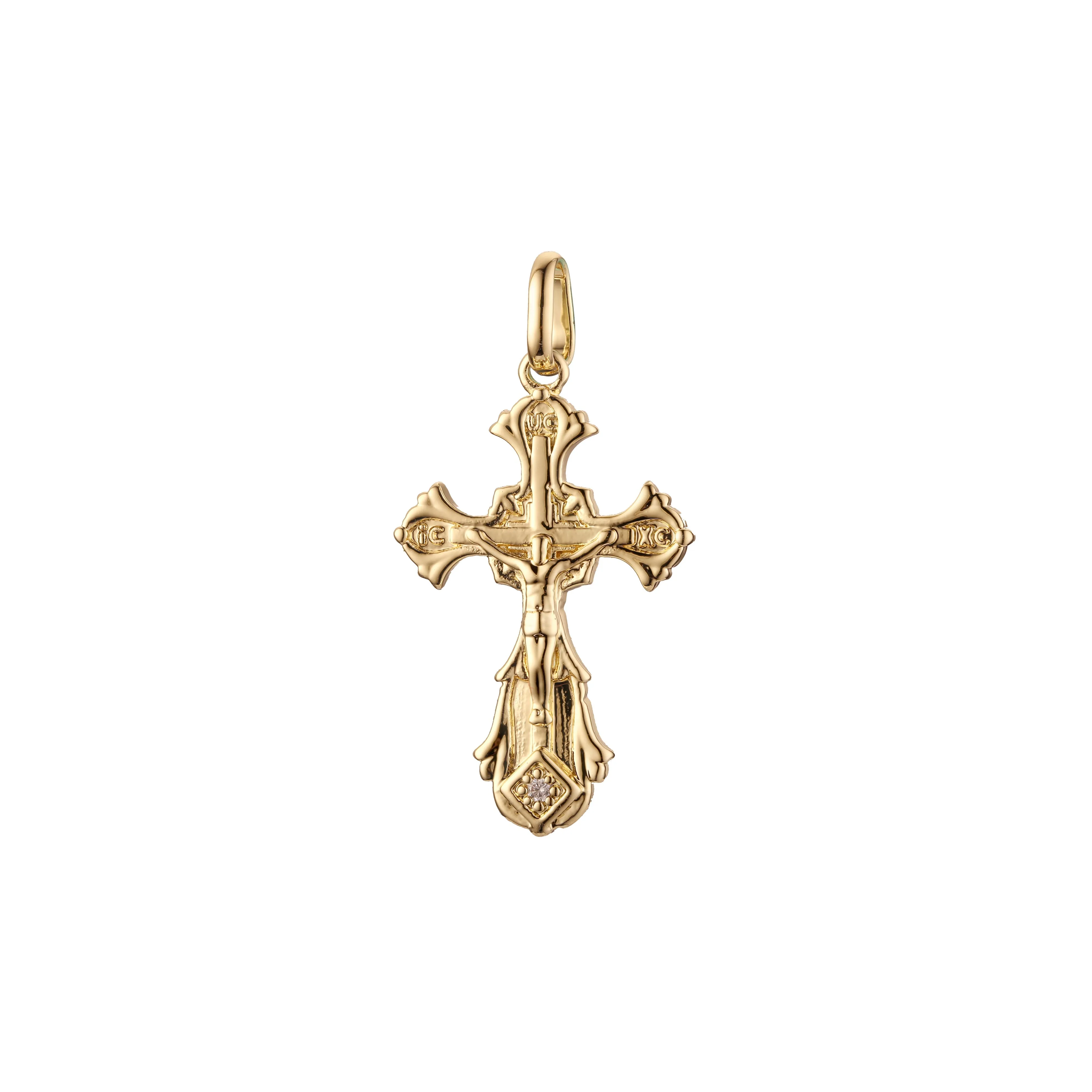 Catholic Maltese Cross pendant in Rose Gold two tone, 14K Gold plating colors