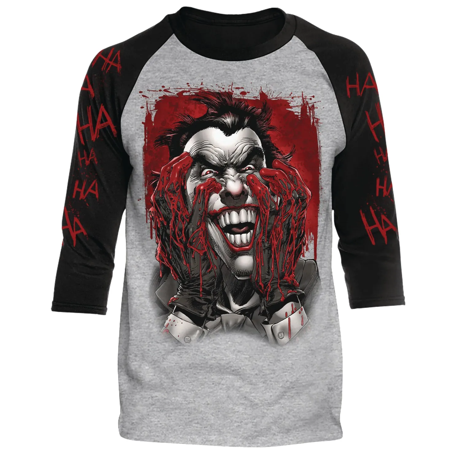 DC Batman Blood On Hands Heather/Black Raglan XL