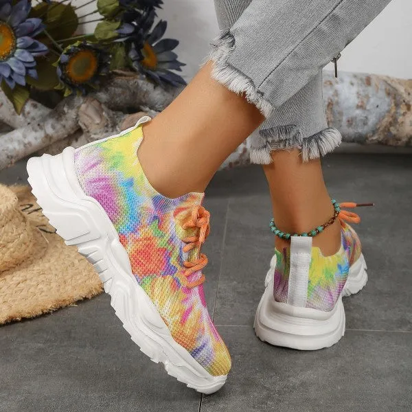 deanwangkt - Orange Casual Sportswear Patchwork Tie-dye Round Comfortable Out Door Sport Shoes