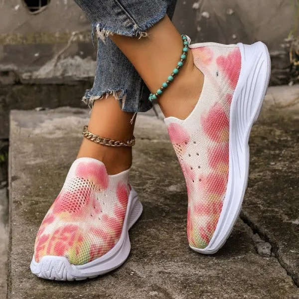 deanwangkt - Pink Casual Sportswear Daily Patchwork Tie-dye Round Mesh Breathable Comfortable Out Door Shoes