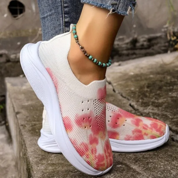 deanwangkt - Pink Casual Sportswear Daily Patchwork Tie-dye Round Mesh Breathable Comfortable Out Door Shoes