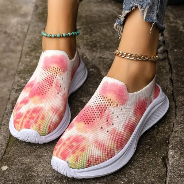 deanwangkt - Pink Casual Sportswear Daily Patchwork Tie-dye Round Mesh Breathable Comfortable Out Door Shoes