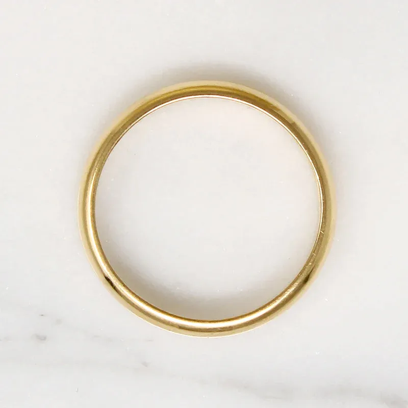 Deep Curve Half Round 18k Gold Band Size 7.75