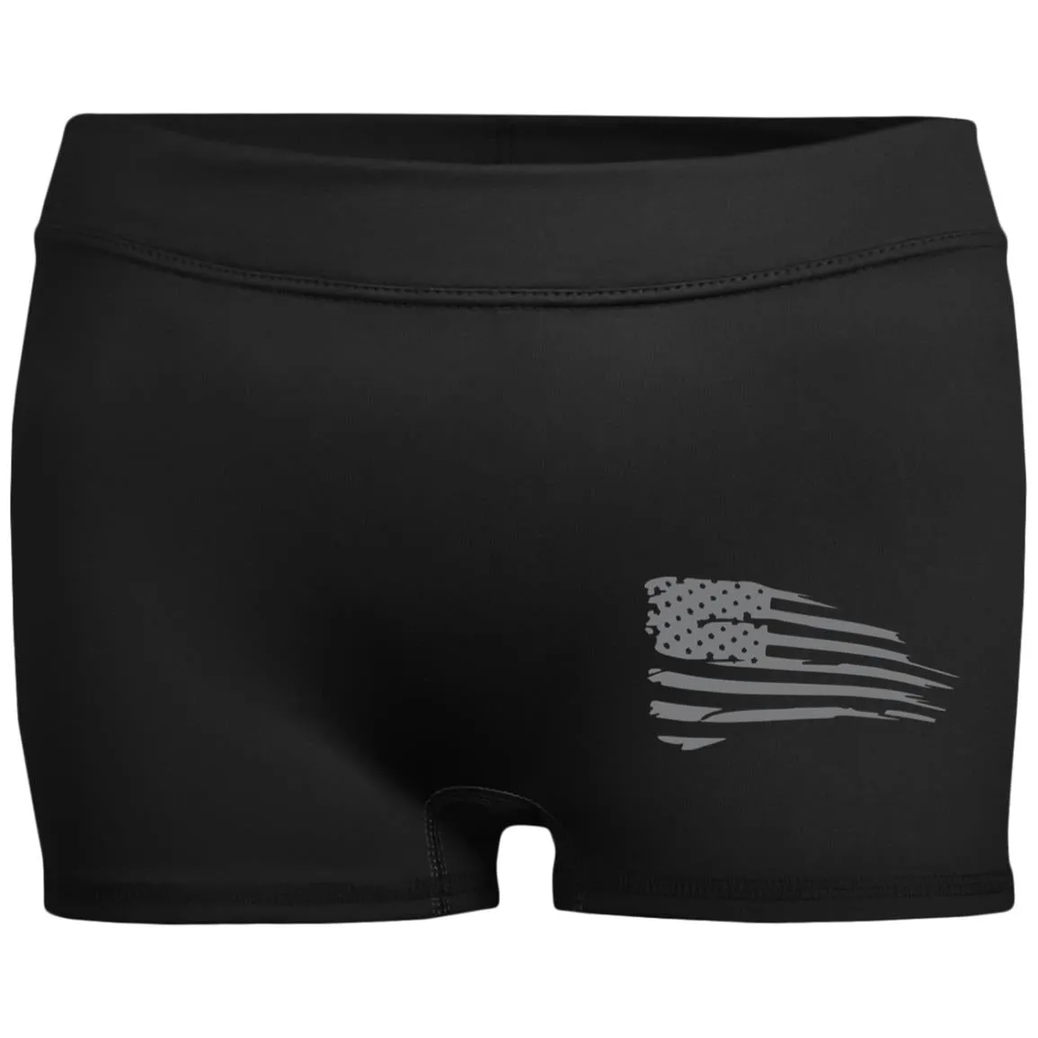 Distressed Flag Ladies' Fitted Moisture-Wicking 2.5 inch Inseam Shorts