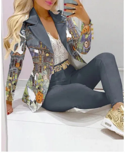 New 2025 Formal Office Pant Sets Women 2PCS Double Breasted Solid Blazers Jacket and Pants Two Pieces Set Female Pant Suits Sets