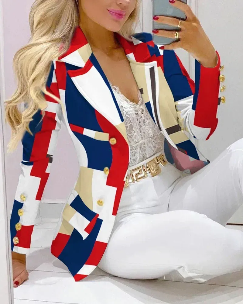 New 2025 Formal Office Pant Sets Women 2PCS Double Breasted Solid Blazers Jacket and Pants Two Pieces Set Female Pant Suits Sets