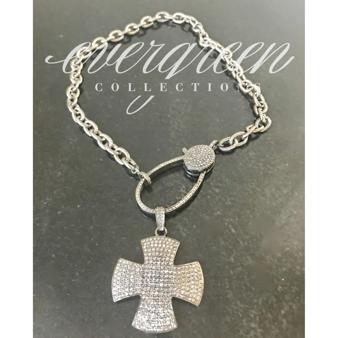 Pave Diamond Square Cross Pendant