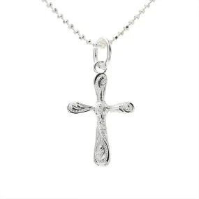 Sterling Silver Hawaiian Scroll Cross Pendant (Chain Sold Separately)