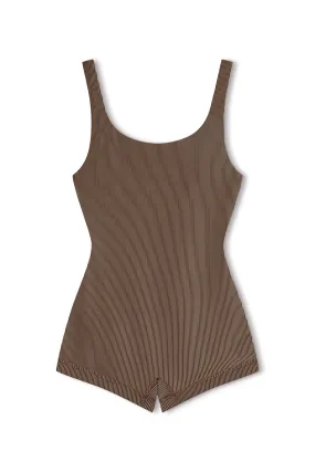 Stripe Rib Bodysuit - Chocolate