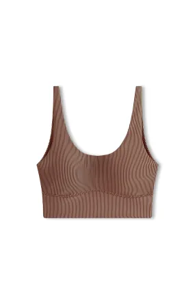 Stripe Rib Crop Top - Chocolate