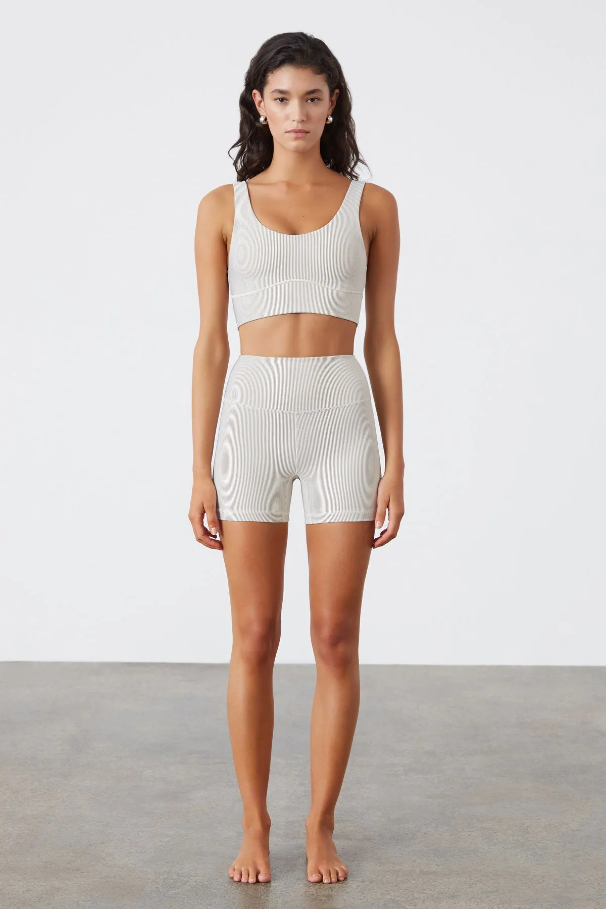 Stripe Rib Crop Top - Coconut