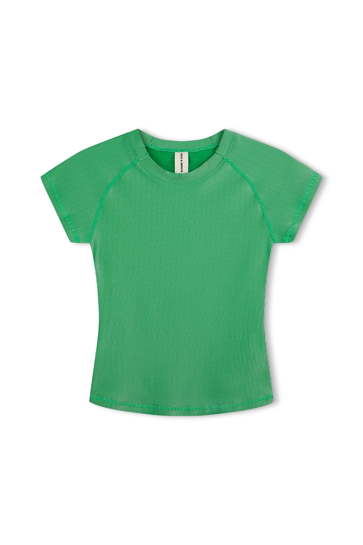 Stripe Rib Short Sleeve Rash Guard - Parrot Green