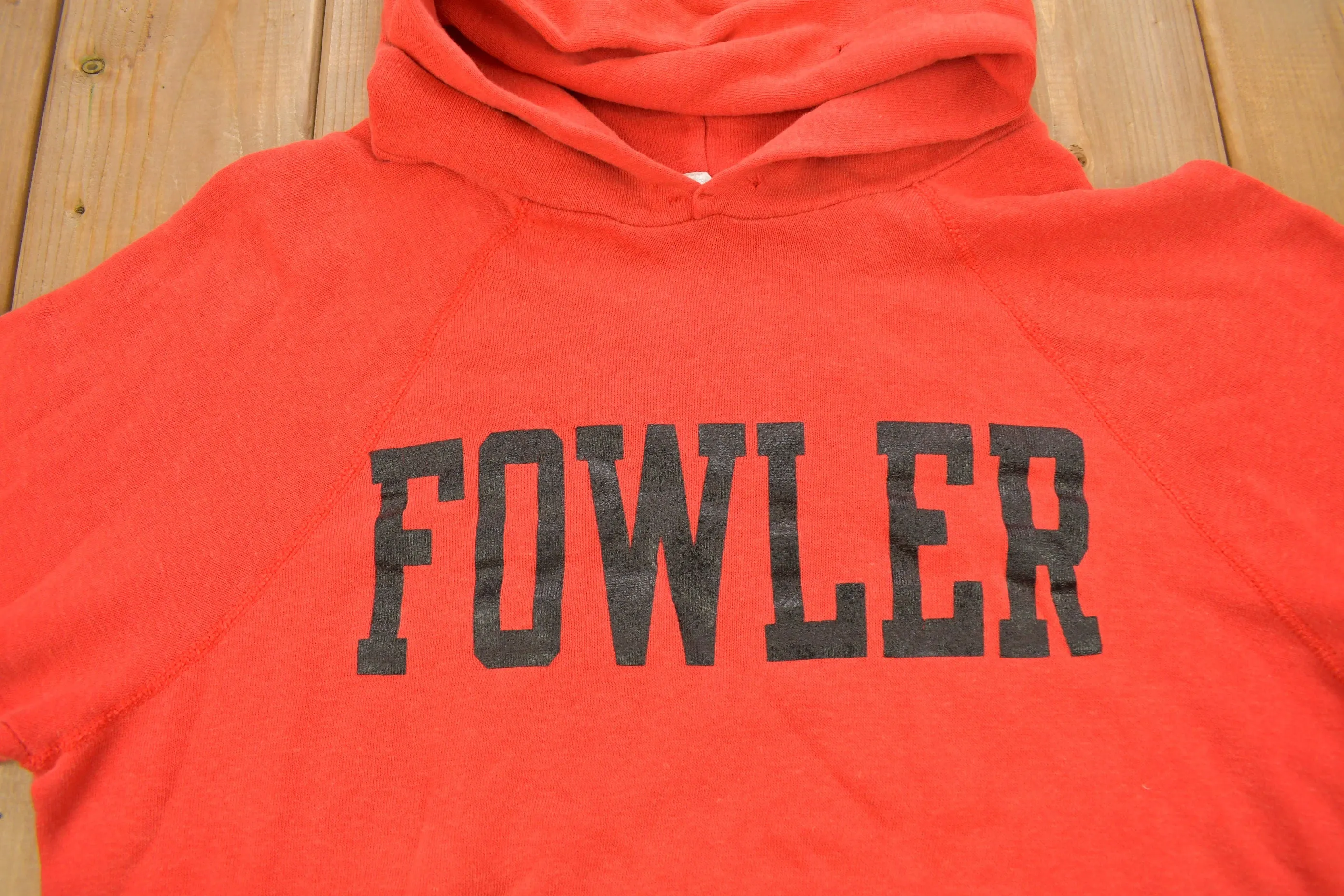 Vintage 1970s Fowler University Collegiate Champion Hoodie / Vintage Champion / Made In USA / 70s Champion / Strawberry Red