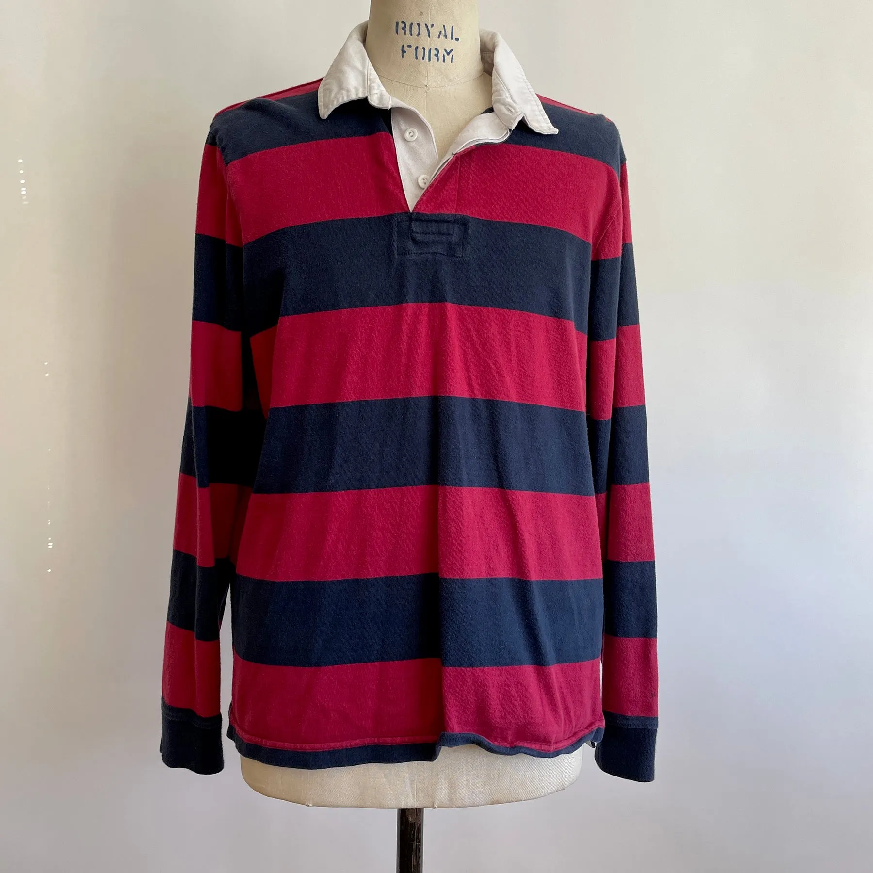 Vintage red and navy striped Rugby shirt