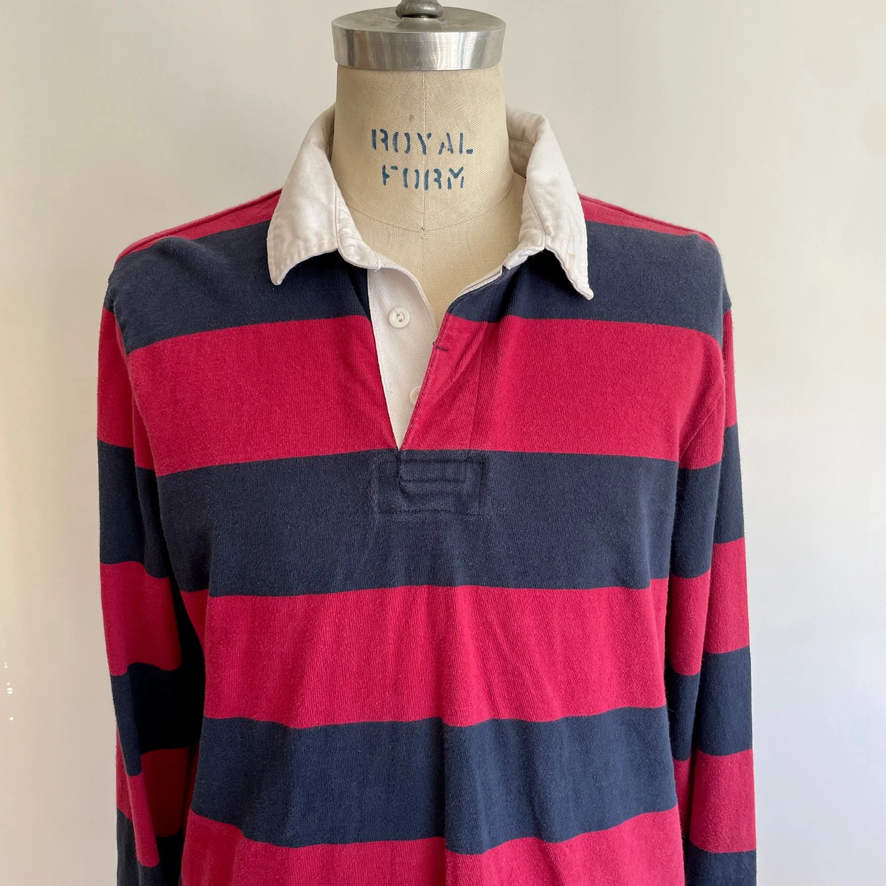 Vintage red and navy striped Rugby shirt