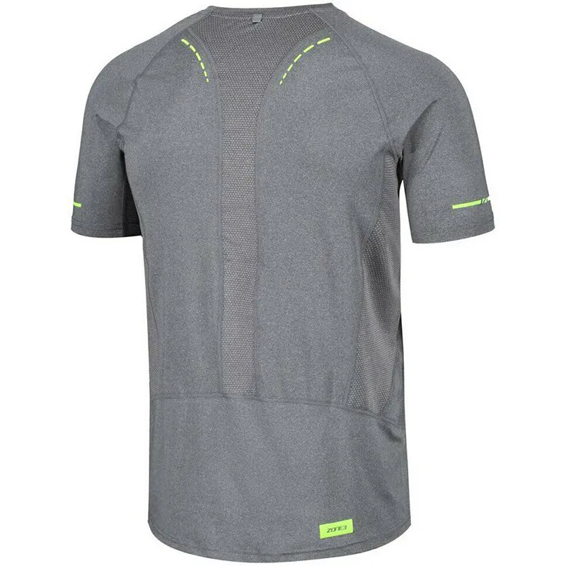 Zone3 - Men's Power Burst T-Shirt - Grey/Neon Yellow