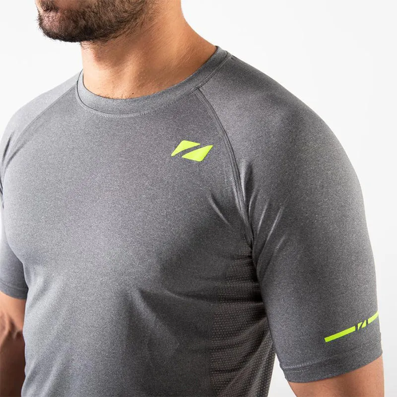 Zone3 - Men's Power Burst T-Shirt - Grey/Neon Yellow